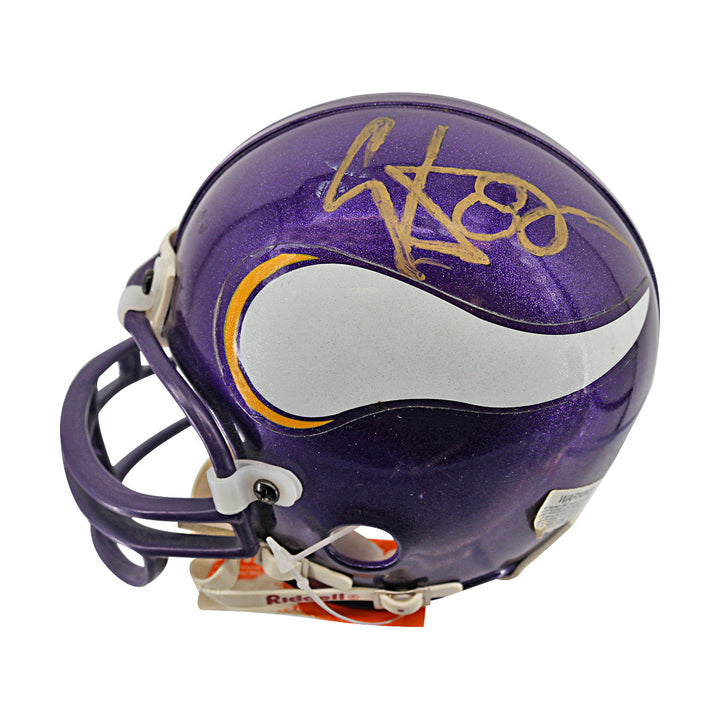 Cris Carter Minnesota Vikings Autographed Mini Helmet PSA Holo Only