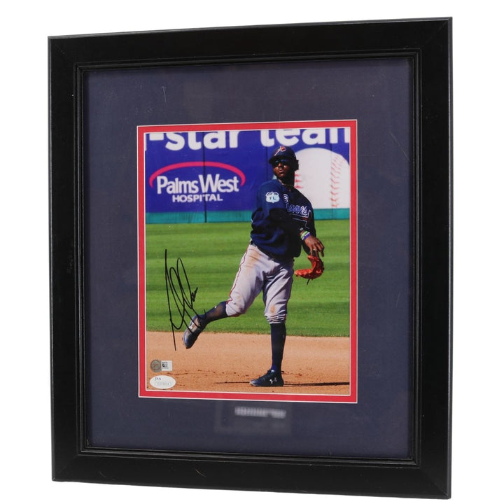 Ozzie Albies Atlanta Braves Autographed Framed Infield Photo JSA Holo Only