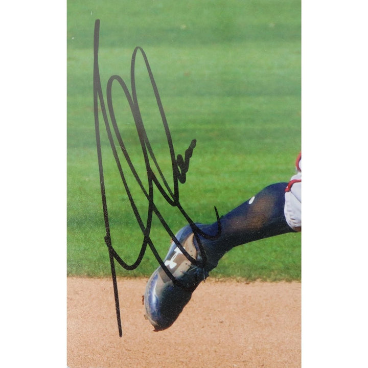 Ozzie Albies Atlanta Braves Autographed Framed Infield Photo JSA Holo Only
