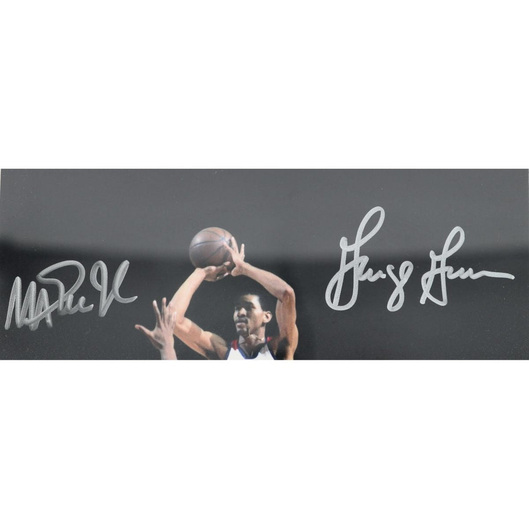 George Gervin Magic Johnson Dual Signed Framed All-Star Game Photo Beckett Holo