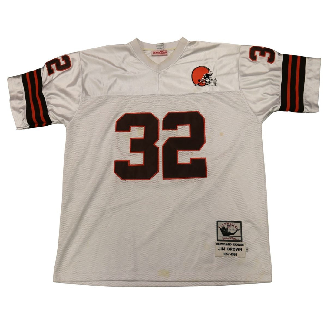 Jim Brown Cleveland Browns Mitchell & Ness White Jersey Size 56
