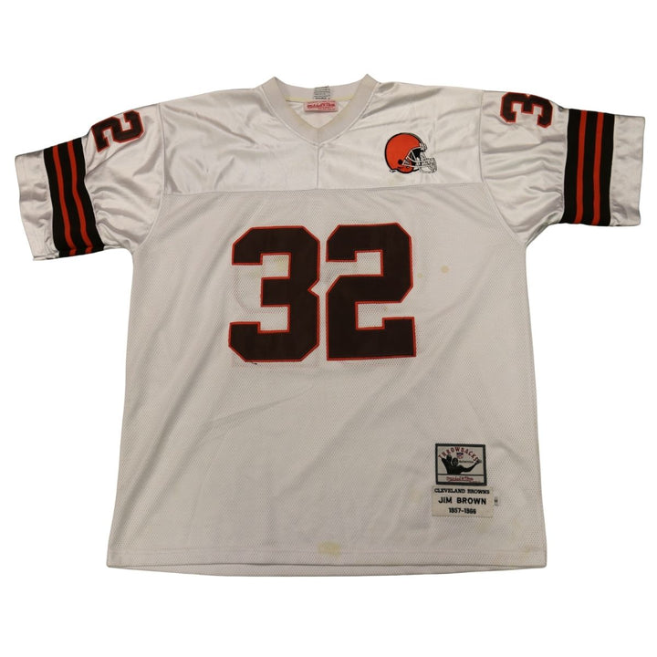Jim Brown Cleveland Browns Mitchell & Ness White Jersey Size 56