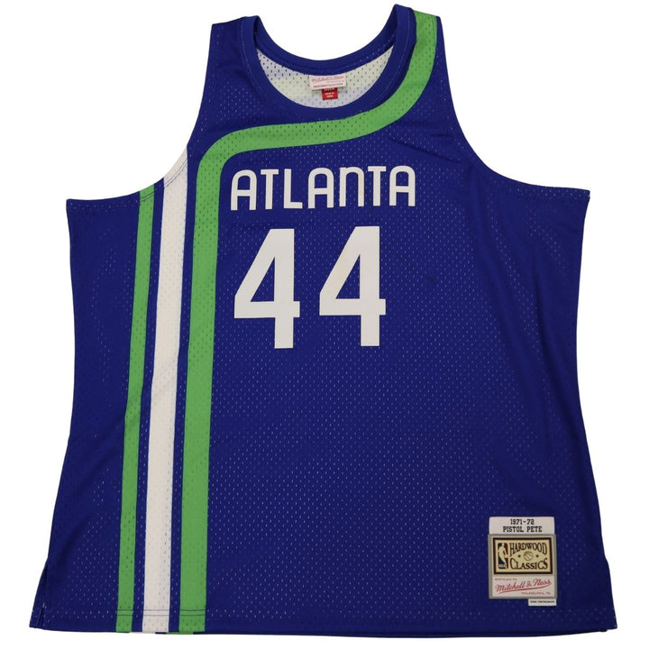 Pistol Pete Maravich Atlanta Hawks Mitchell & Ness 71-72 Blue Jersey Size 2XL