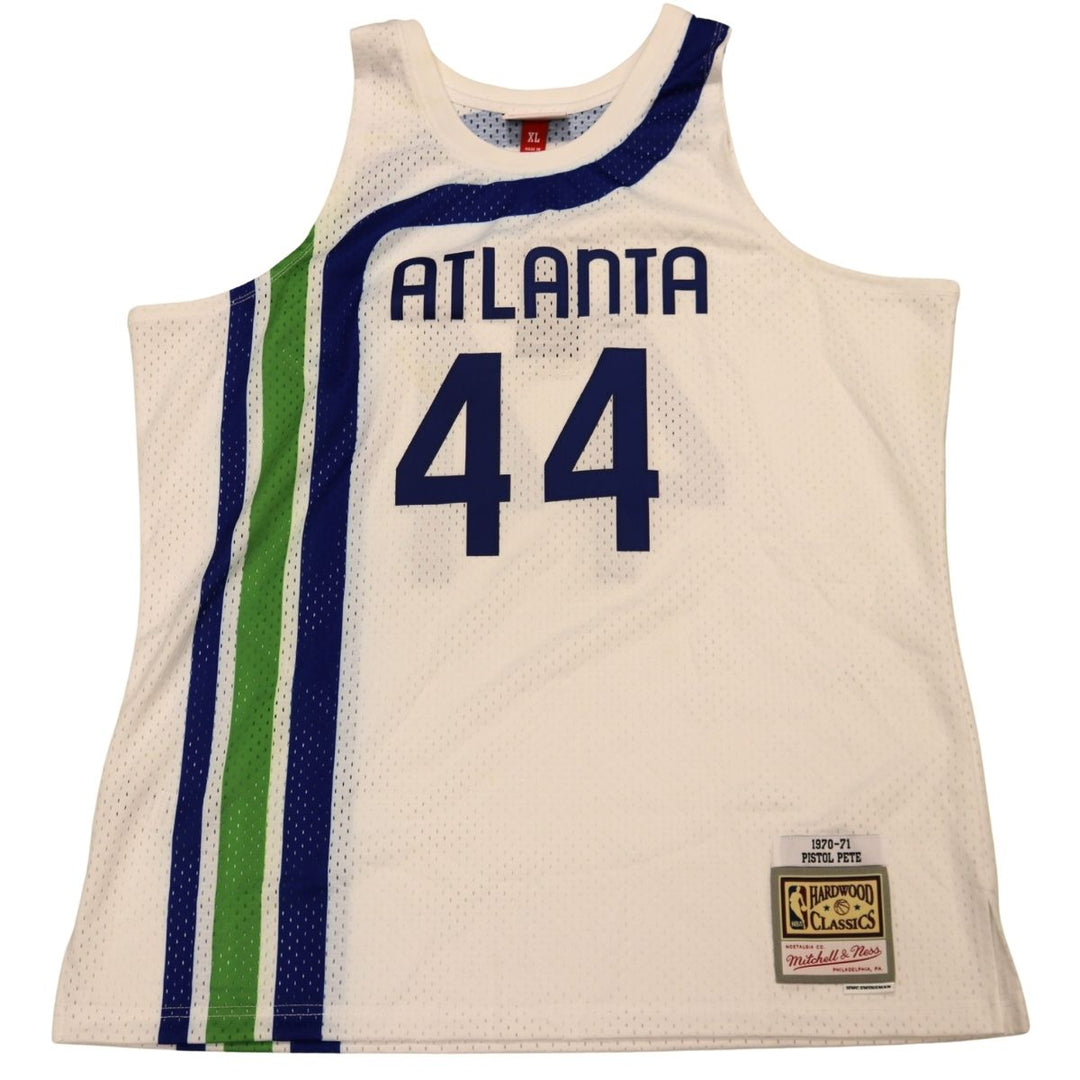 Pistol Pete Maravich Atlanta Hawks Mitchell & Ness 70-71 White Jersey Size XL