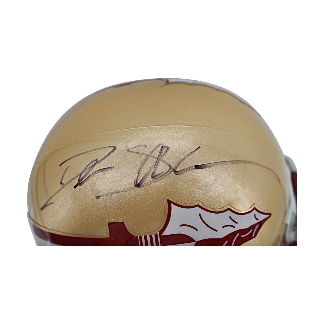 Deion Sanders Florida State Seminoles Autographed Ridell Mini Helmet JSA COA