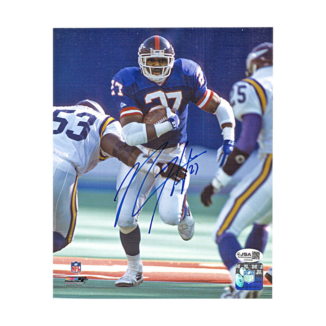 Rodney Hampton New York Giants Autographed 8x10 Photo vs Vikings JSA COA