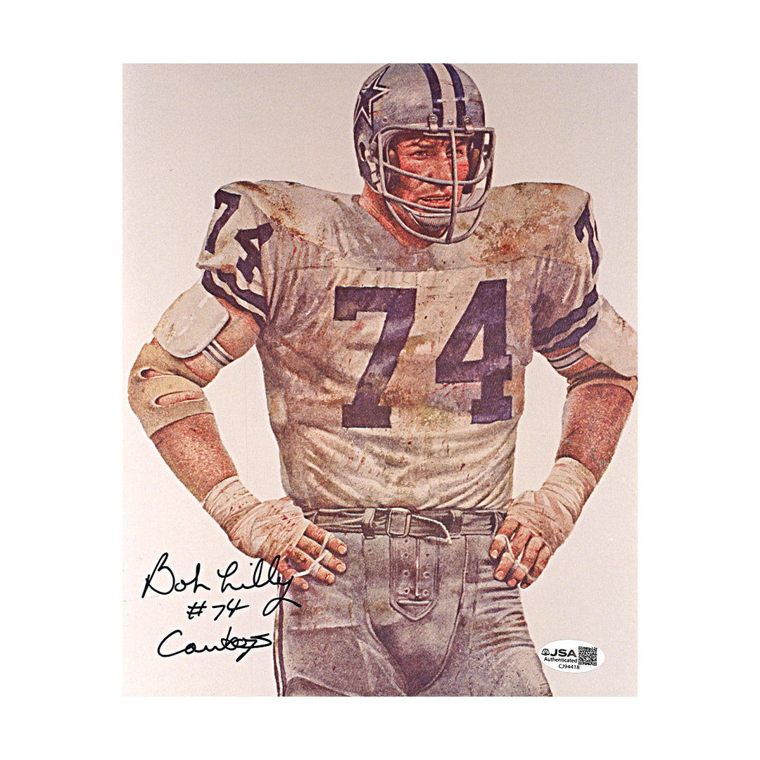Bob Lilly Dallas Cowboys Autographed Inscribed 8x10 Photo JSA COA