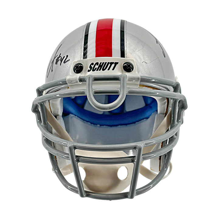 Carpenter Schlegel Hawk Ohio State Multi Signed Schutt Mini Helmet JSA COA