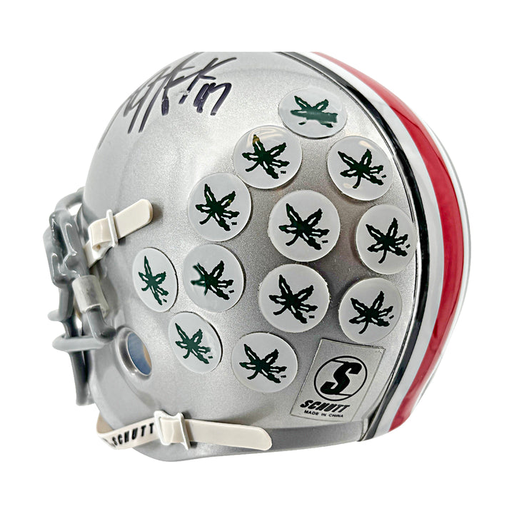 Carpenter Schlegel Hawk Ohio State Multi Signed Schutt Mini Helmet JSA COA