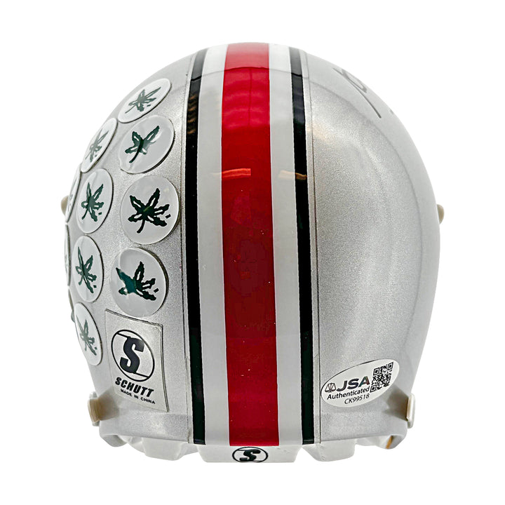 Carpenter Schlegel Hawk Ohio State Multi Signed Schutt Mini Helmet JSA COA
