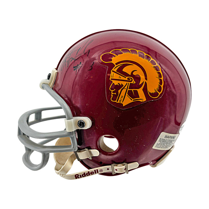 Troy Polamalu Carson Palmer USC Trojans Dual Signed Riddell Mini Helmet JSA COA