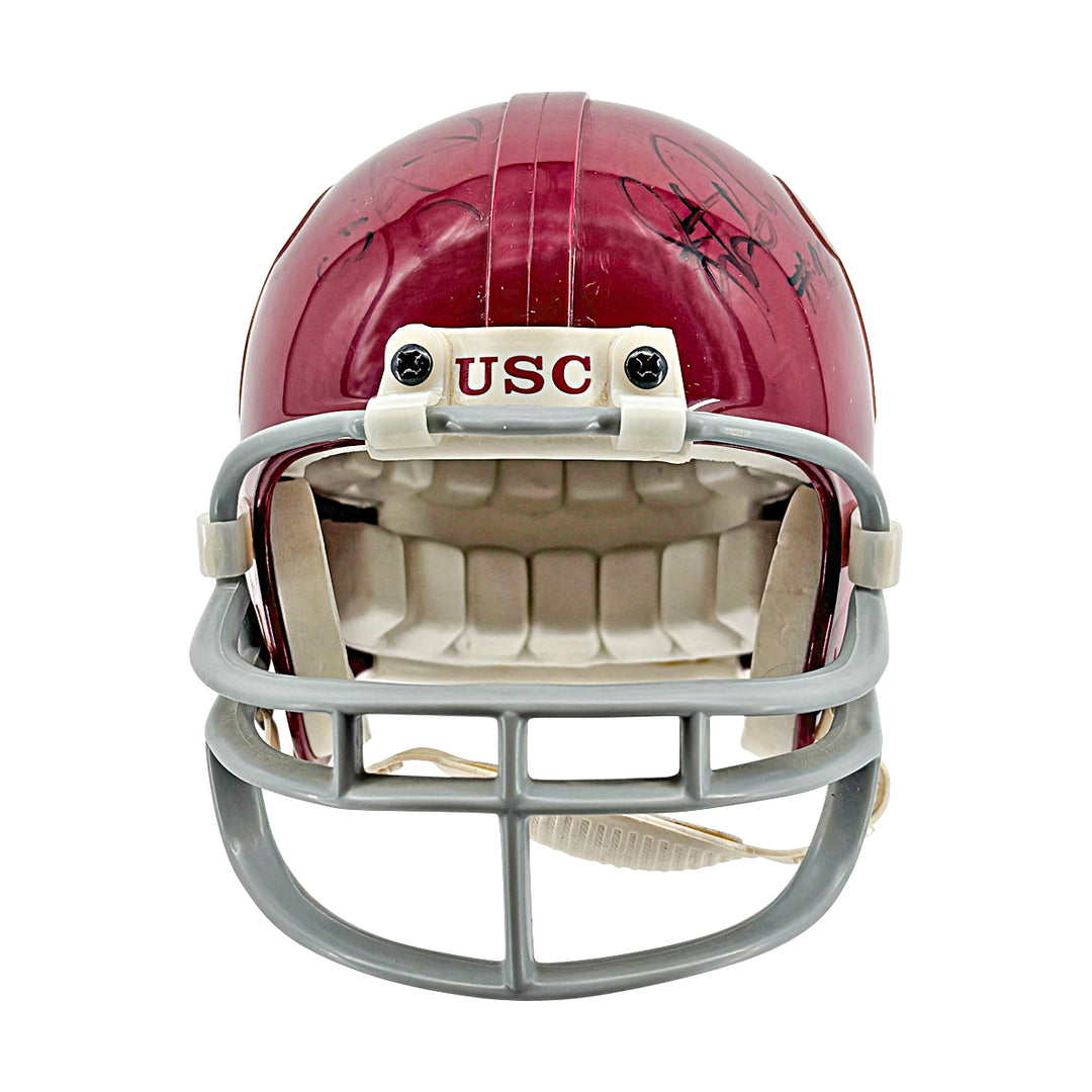 Troy Polamalu Carson Palmer USC Trojans Dual Signed Riddell Mini Helmet JSA COA