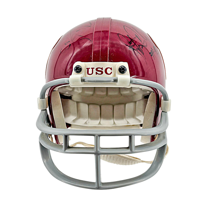 Troy Polamalu Carson Palmer USC Trojans Dual Signed Riddell Mini Helmet JSA COA