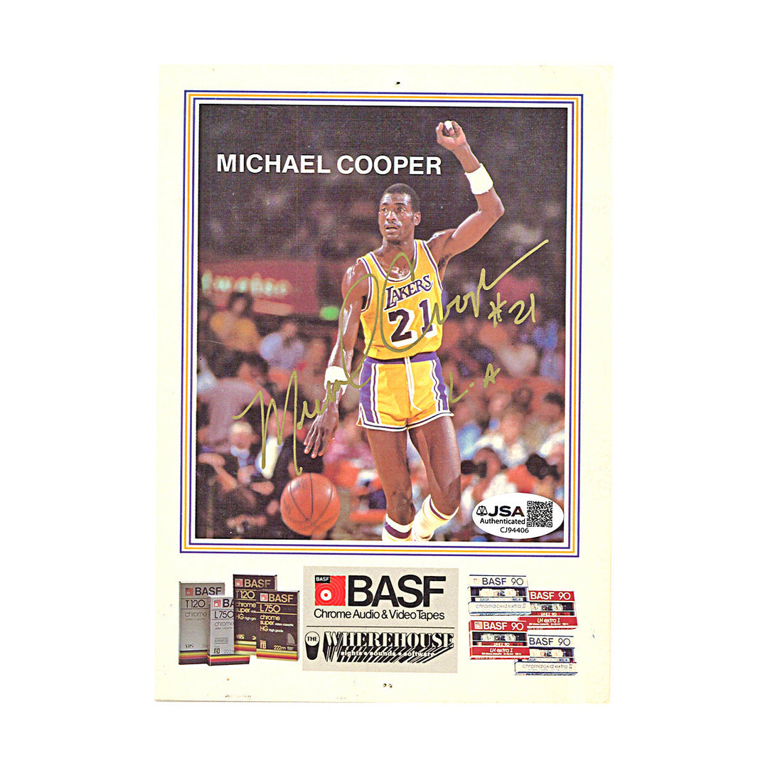 Micheal Cooper Los Angeles Lakers Autographed Inscribed 5x7 Photo JSA COA