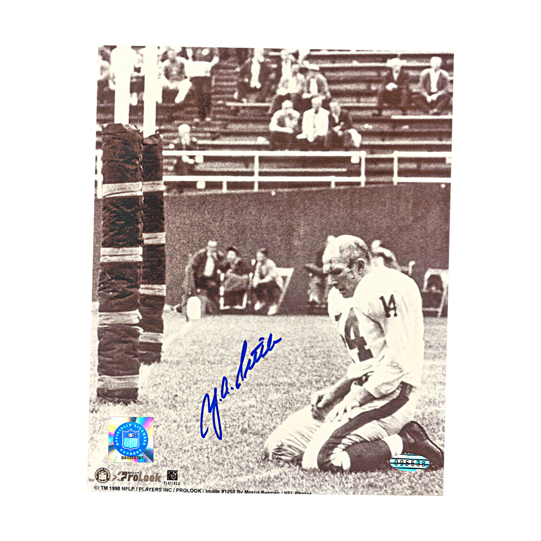 YA Tittle New York Giants Autographed 8x10 Photo Steiner Holo Only