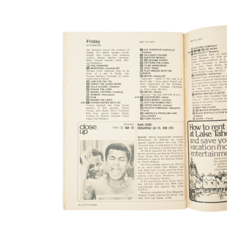 Muhammad Ali TV Guide Booklet May 10-16, 1975