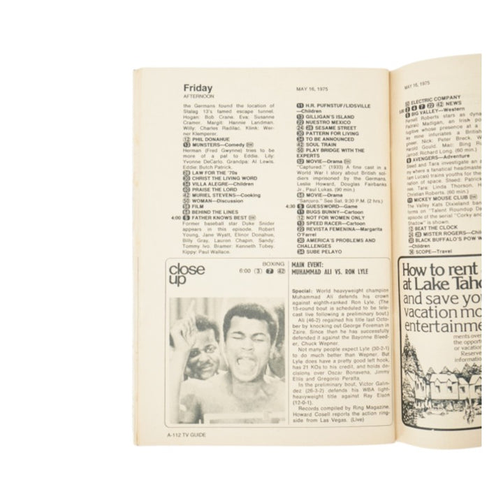 Muhammad Ali TV Guide Booklet May 10-16, 1975