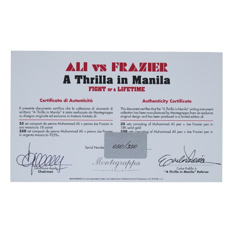 Muhammad Ali Autographed Montegrappa A Thrilla in Manila Writing Instrument Collection LE 50/350 ALI COA