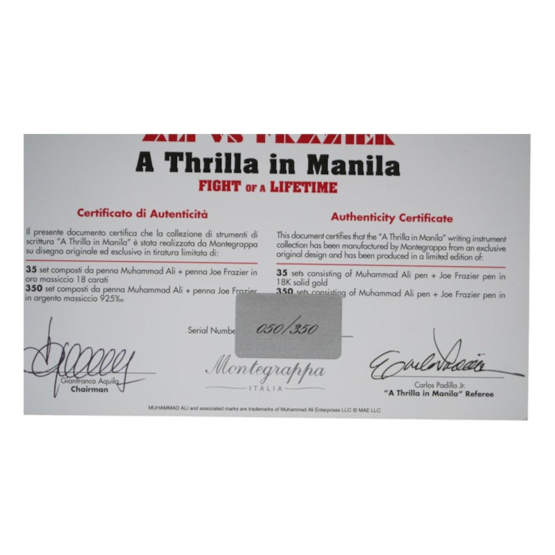 Muhammad Ali Autographed Montegrappa A Thrilla in Manila Writing Instrument Collection LE 50/350 ALI COA