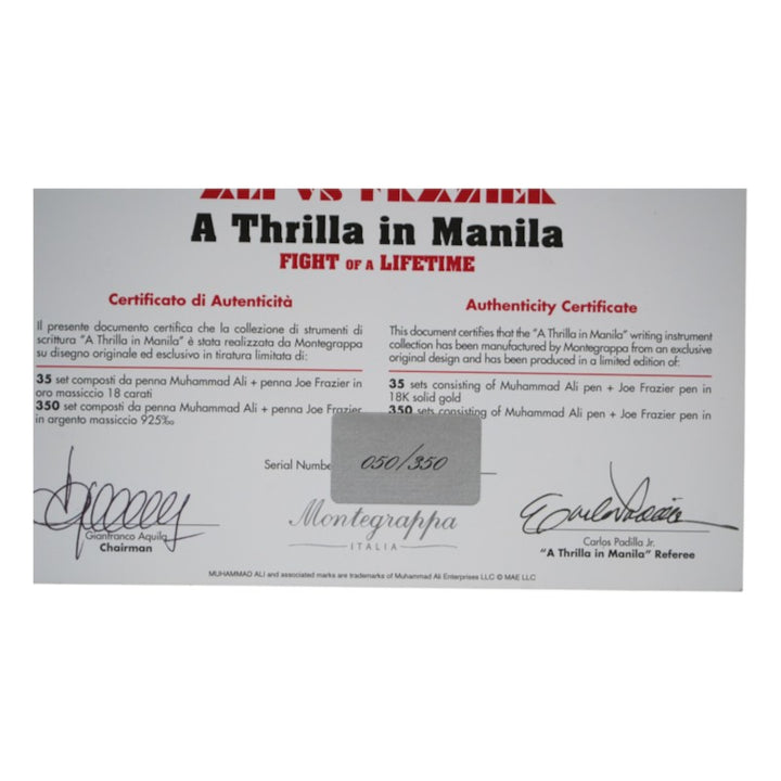 Muhammad Ali Autographed Montegrappa A Thrilla in Manila Writing Instrument Collection LE 50/350 ALI COA