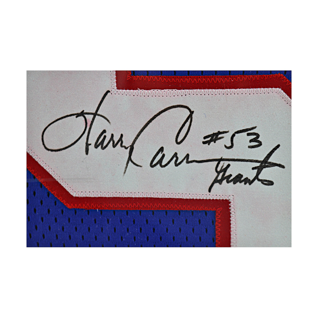 Harry Carson New York Giants Autographed Inscribed Framed Jersey JSA COA