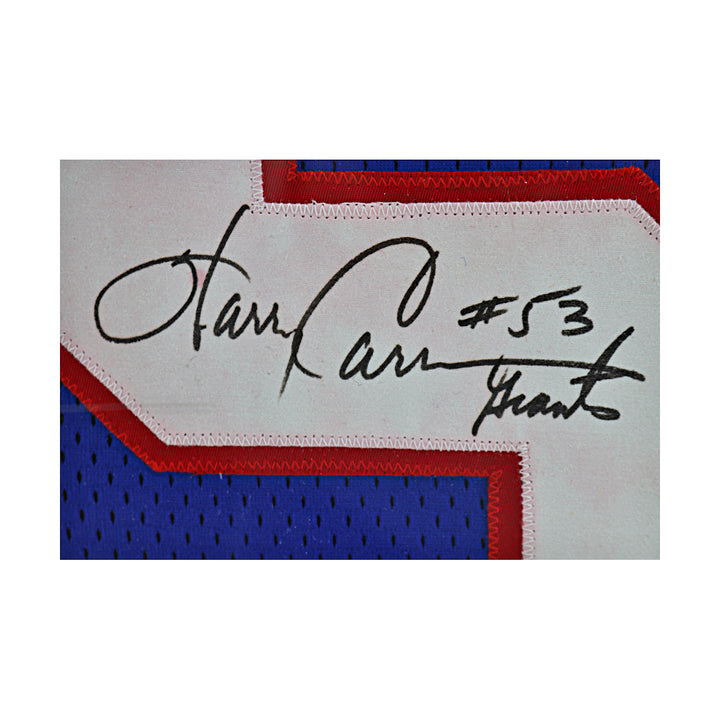 Harry Carson New York Giants Autographed Inscribed Framed Jersey JSA COA