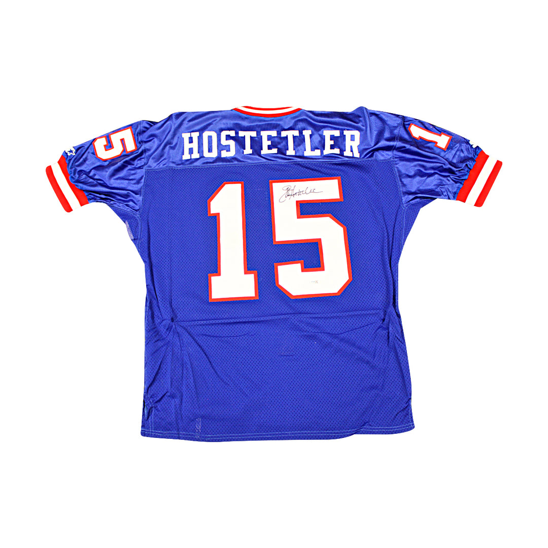 Jeff Hostetler New York Giants Autographed Blue Jersey JSA COA