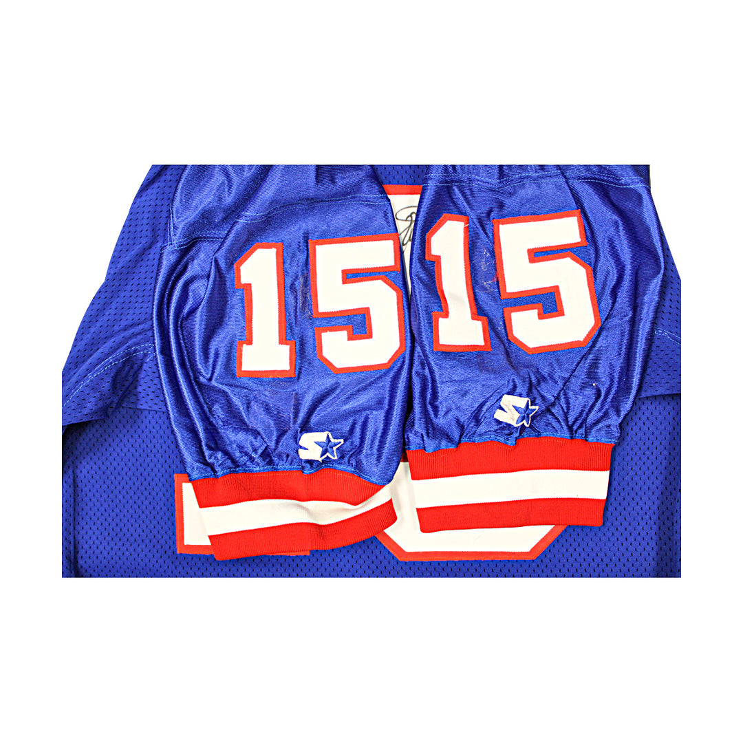 Jeff Hostetler New York Giants Autographed Blue Jersey JSA COA