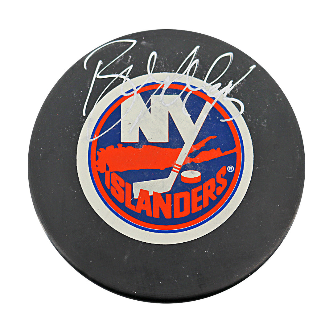 Brett Lindros New York Islanders Autographed Signed Logo Puck (JSA COA #AY64903)