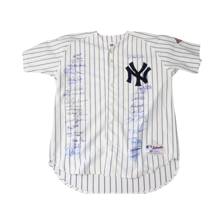 Jeter Berra O'Neill Posada Multi Autographed 26 Autos Inscribed Yankees 100th Anniversary 2003 WS Jersey LE 2/100 All American Collectibles Holo