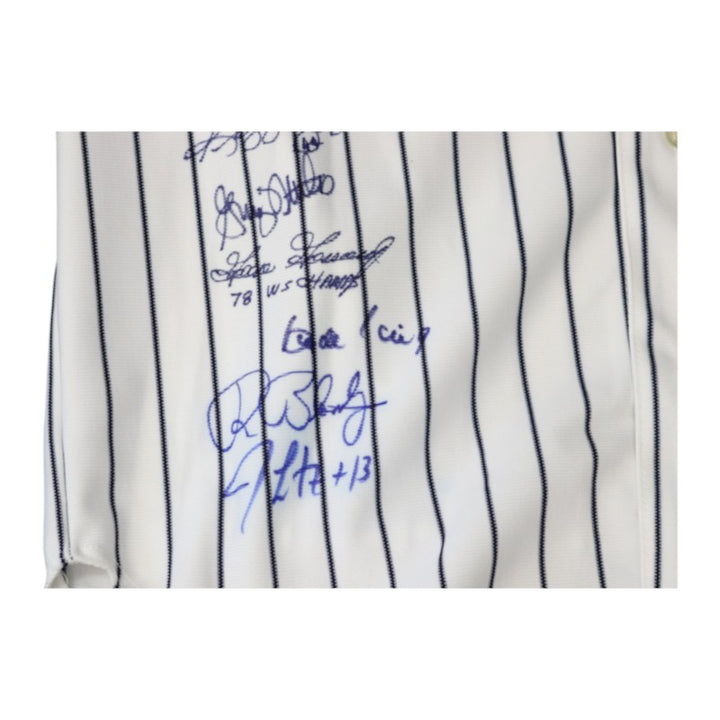 Jeter Berra O'Neill Posada Multi Autographed 26 Autos Inscribed Yankees 100th Anniversary 2003 WS Jersey LE 2/100 All American Collectibles Holo