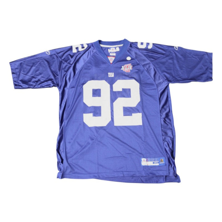 Michael Strahan New York Giants Super Bowl XLII Blue Reebok XL Jersey