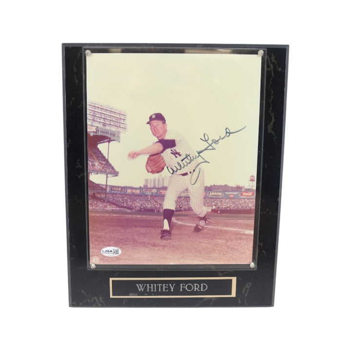 Whitey Ford New York Yankees Autographed 8x10 Photo Plaque JSA COA