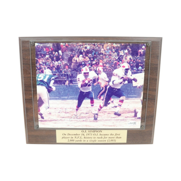 O.J. Simpson Buffalo Bills Autographed 8x10 Photo Plaque JSA COA