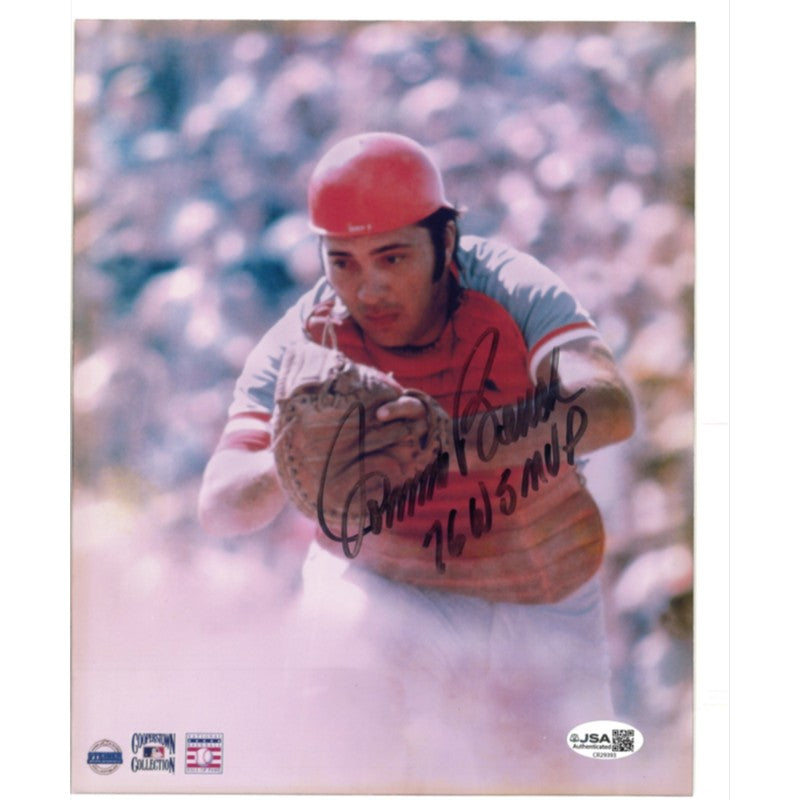 Johnny Bench Cincinnati Reds Autographed Inscribed 8x10 Photo JSA COA