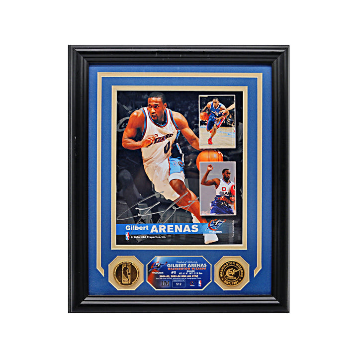 Gilbert Arenas Washington Wizards Autographed Framed Collage (Highland Mint COA)