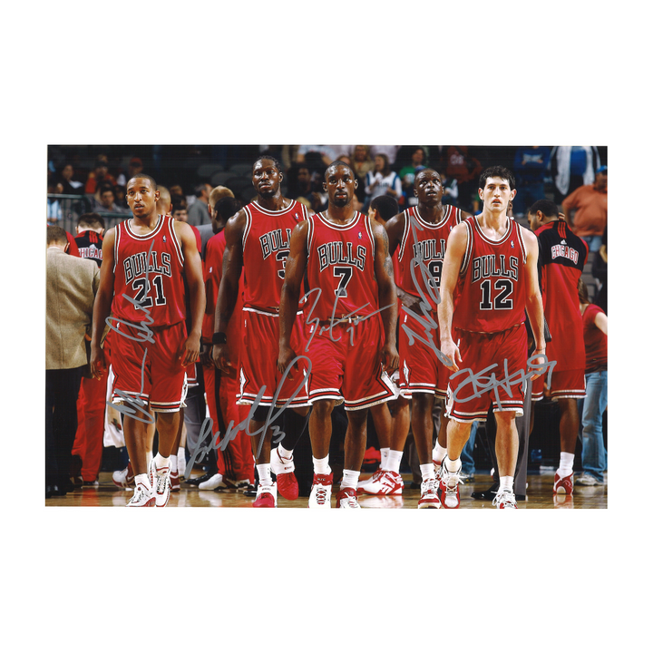 Wallace Duhon Gordon Deng Hinrich 2007-08 Chicago Bulls Starting 5 Multi Signed Autographed 10x15 Photo (JSA LOA)