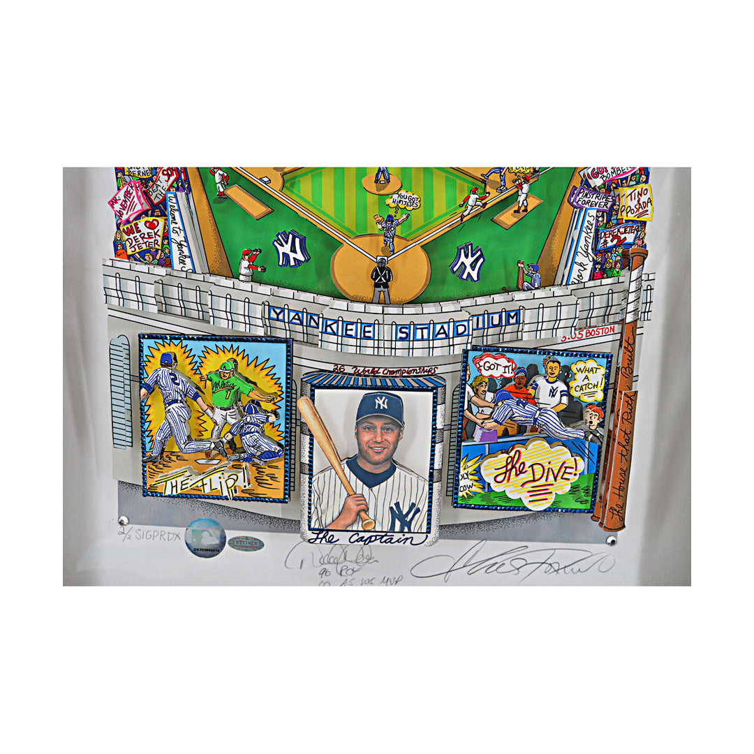 Derek Jeter New York Yankees Autographed Inscribed Charles Fazzino LE 2/2 (Steiner COA)