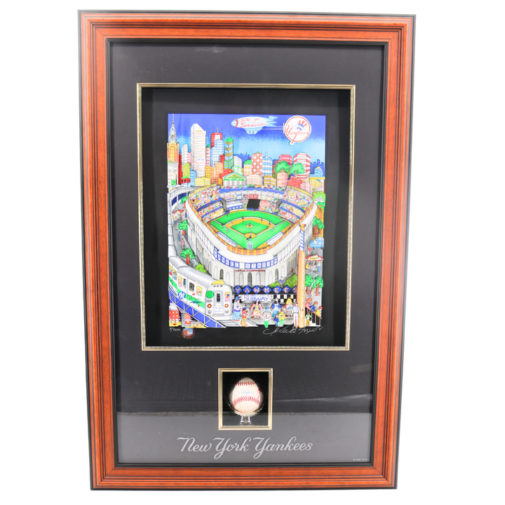 Derek Jeter New York Yankees Autographed Charles Fazzino Yankees Stadium Framed 23x27 Pop Art w/ Jeter Signed Ball (Steiner)