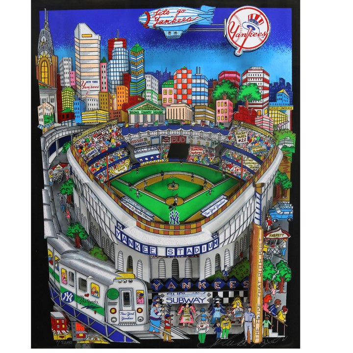 Derek Jeter New York Yankees Autographed Charles Fazzino Yankees Stadium Framed 23x27 Pop Art w/ Jeter Signed Ball (Steiner)