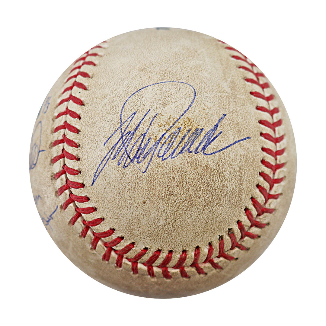 Jeter, Rivera, Pettitte, Posada New York Yankees Autographed Inscribed Game Used Ball 5/17/08 (MLB Holo/Steiner COA)