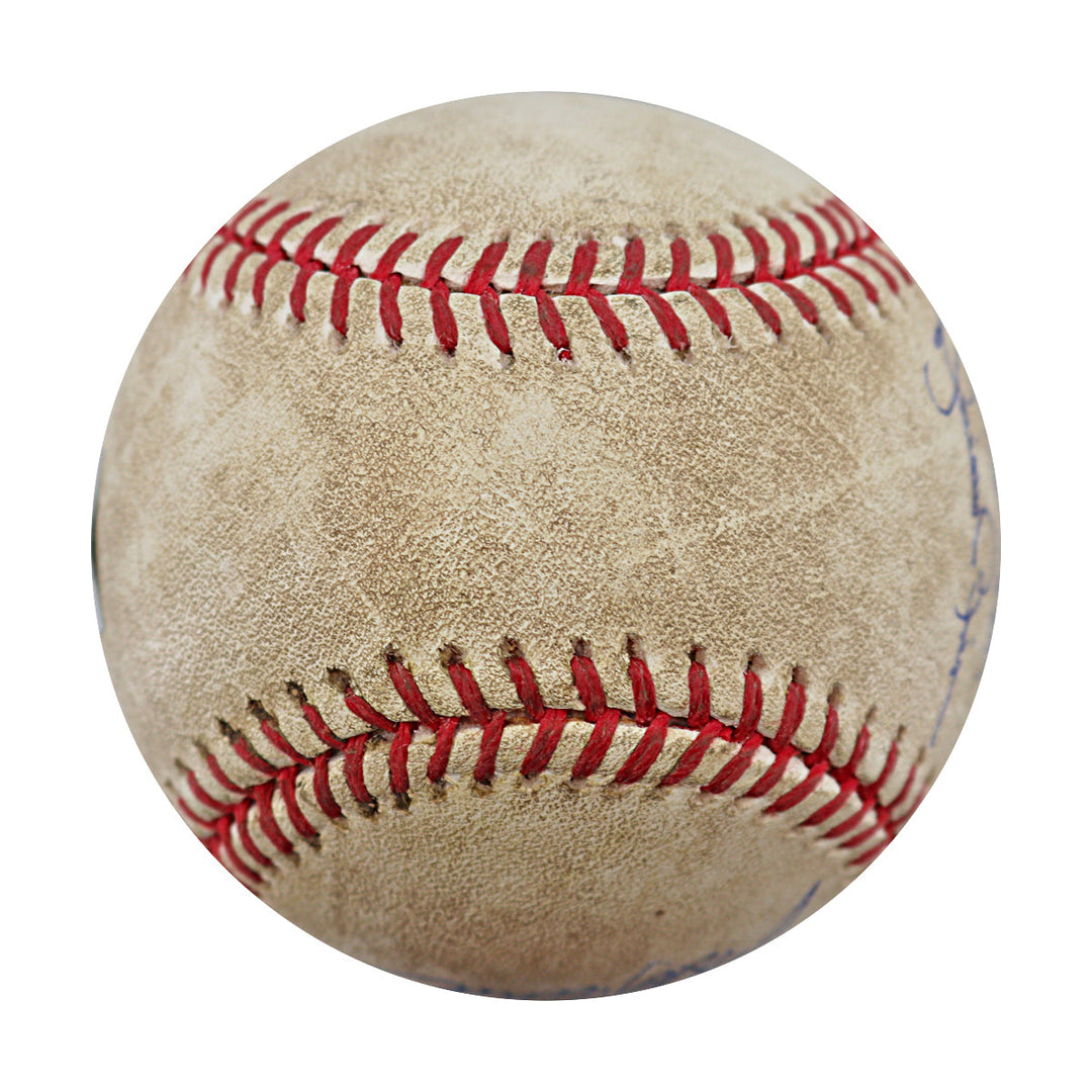 Jeter, Rivera, Pettitte, Posada New York Yankees Autographed Inscribed Game Used Ball 5/17/08 (MLB Holo/Steiner COA)