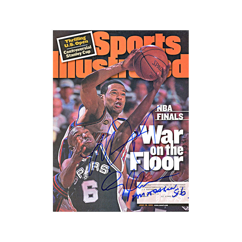 Avery Johnson San Antonio Spurs and Marcus Camby New York Knicks Autographed Signed June 1999 Sports Illustrated (JSA COA)
