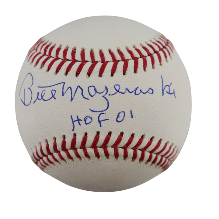 Bill Mazeroski Pirates Signed Incribed OMLB Baseball Wish You Were Here Auth