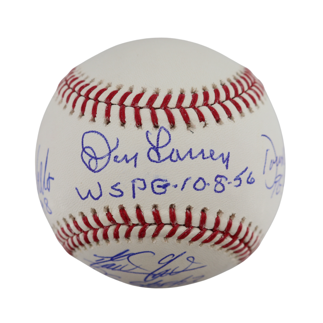 Cone Larsen Wells German Yankees Signed Inscribed OMLB Baseball WYWH Auth