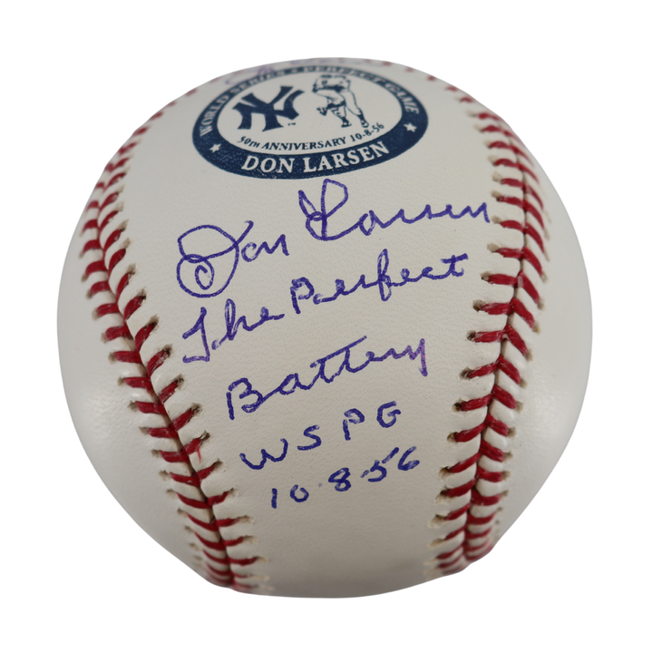 Berra Larson Yankees Signed Inscribed OMLB WSPG Baseball Wish You Were Here Auth