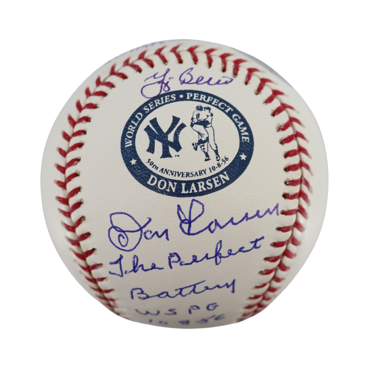 Berra Larson Yankees Signed Inscribed OMLB WSPG Baseball Wish You Were Here Auth