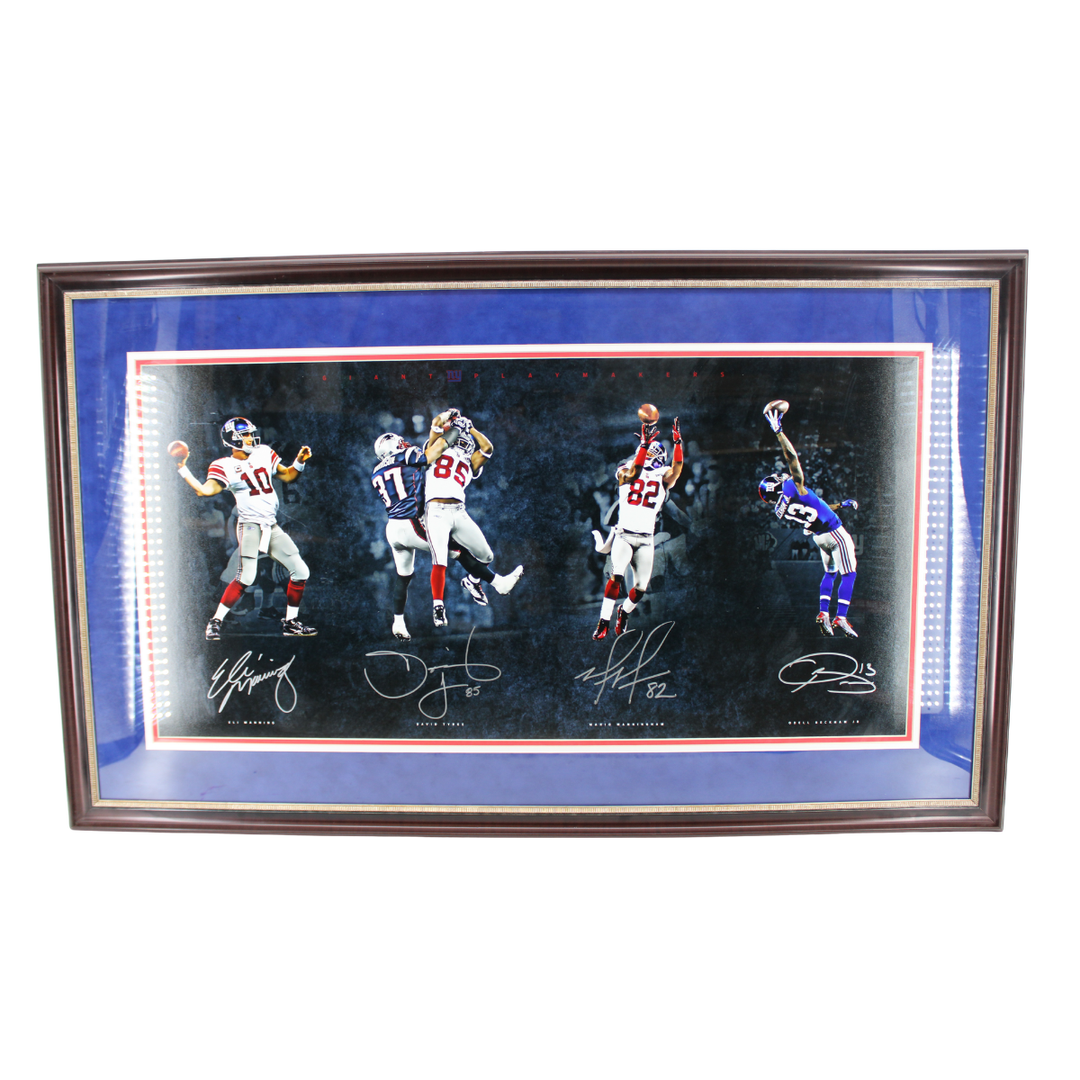 Manning Tyree Manningham Beckham New York Giants Autographed Framed16x32  Photo