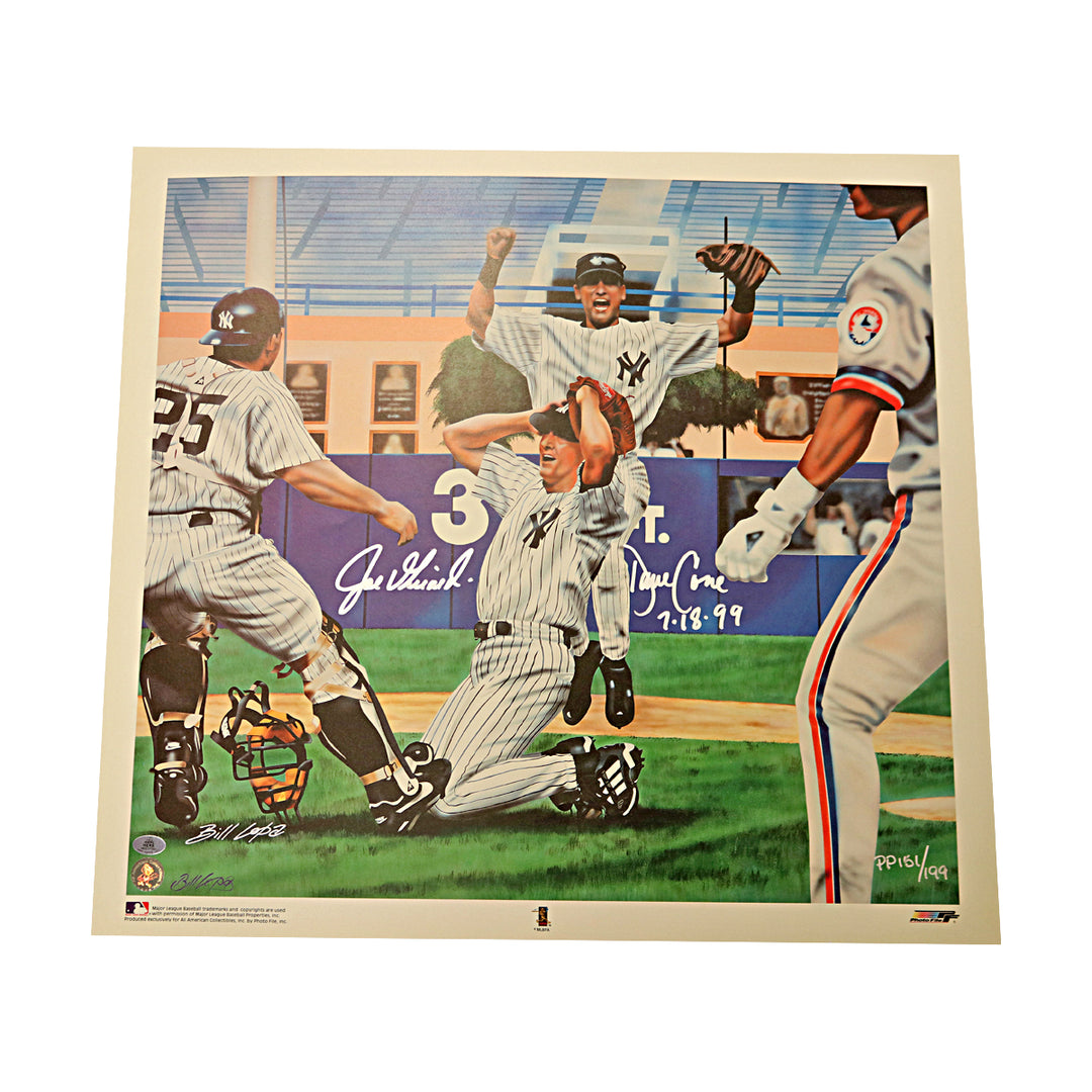 David Cone Joe Girardi Yankees Autographed Inscribed Litho All American Holo-1