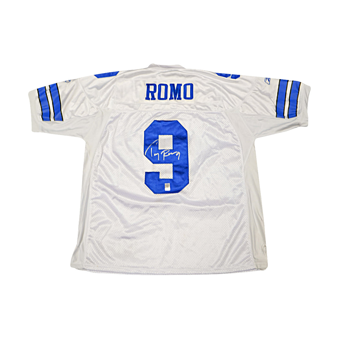 Tony Romo Dallas Cowboys Autographed White Reebok Jersey GTSM Holo Only